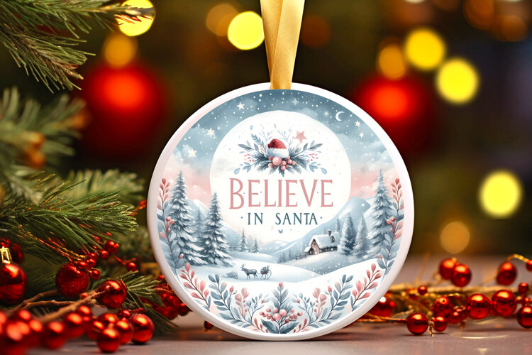 Round Christmass Ornament Sublimation|Clipart example image 1