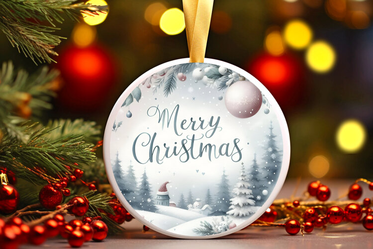 Round Christmass Ornament Sublimation|Clipart example image 1