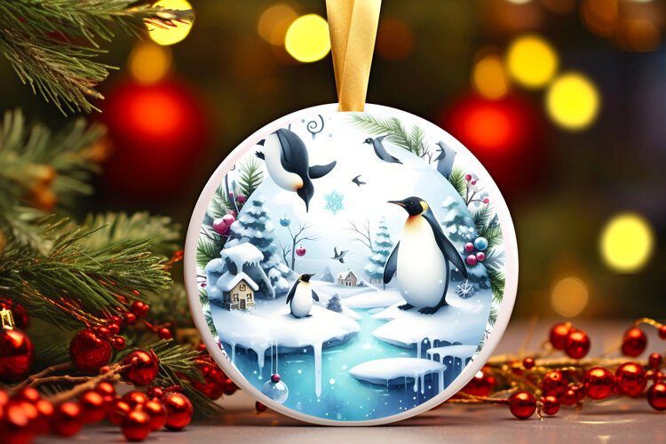 Round Christmass Ornament Sublimation|Clipart example image 1