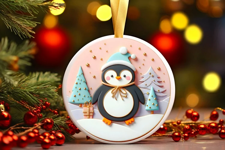 Round Christmas Ornament Sublimation|Clipart