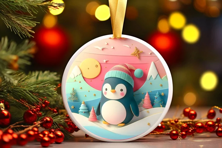 Round Christmas Ornament Sublimation|Clipart