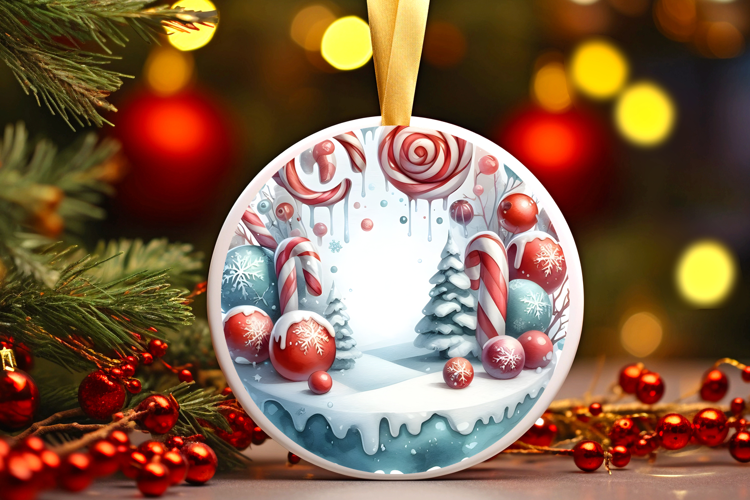Round Christmass Ornament Sublimation|Clipart