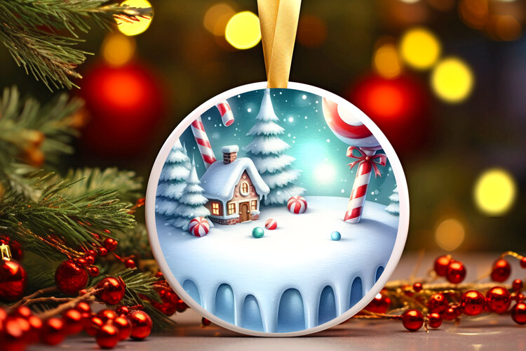 Round Christmass Ornament Sublimation|Clipart example image 1