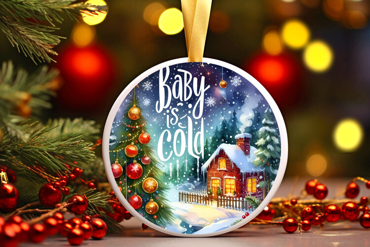 Round Christmass Ornament Sublimation|Clipart example image 1
