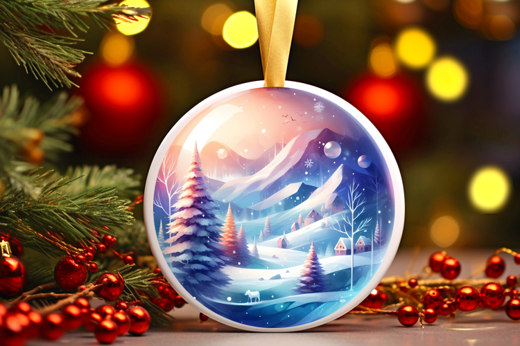 Round Christmass Ornament Sublimation|Clipart