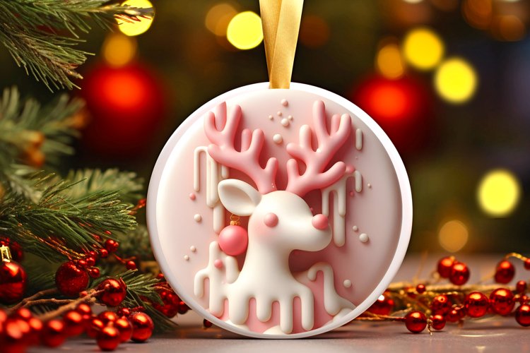Melting 3D Polar Bear Christmas Ornament PNG