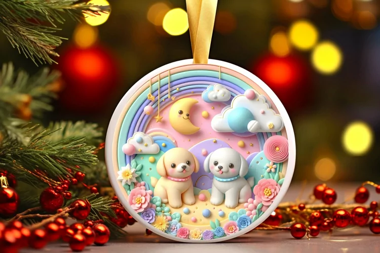 Round Christmas Ornament Sublimation|Clipart
