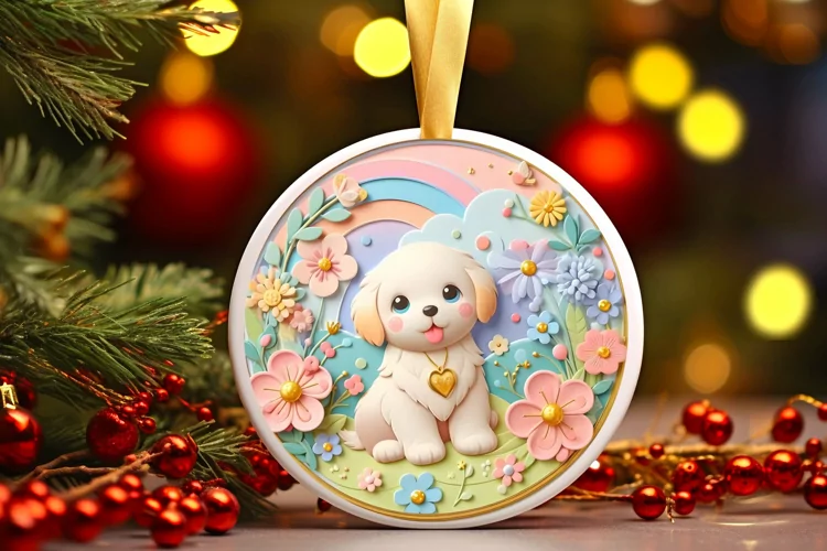 Round Christmas Ornament Sublimation|Clipart