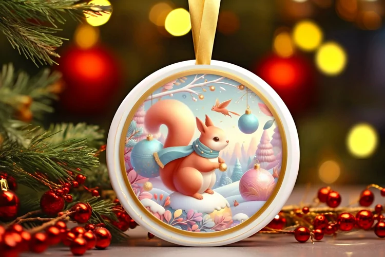 Round Christmas Ornament Sublimation|Clipart