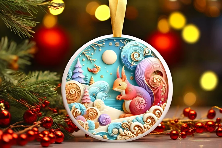 Round Christmas Ornament Sublimation|Clipart