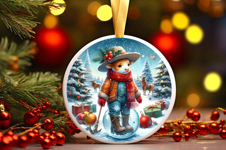 Round Christmass Ornament Sublimation|Clipart example image 1