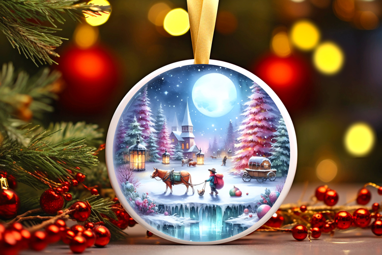 Round Christmass Ornament Sublimation|Clipart