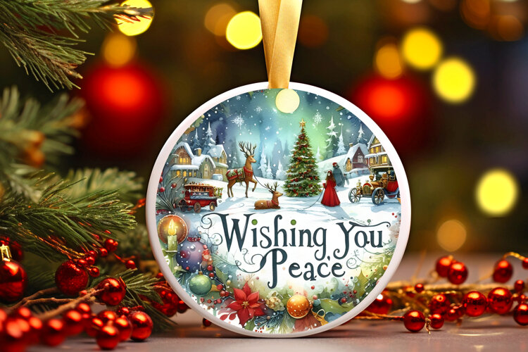 Round Christmass Ornament Sublimation|Clipart example image 1