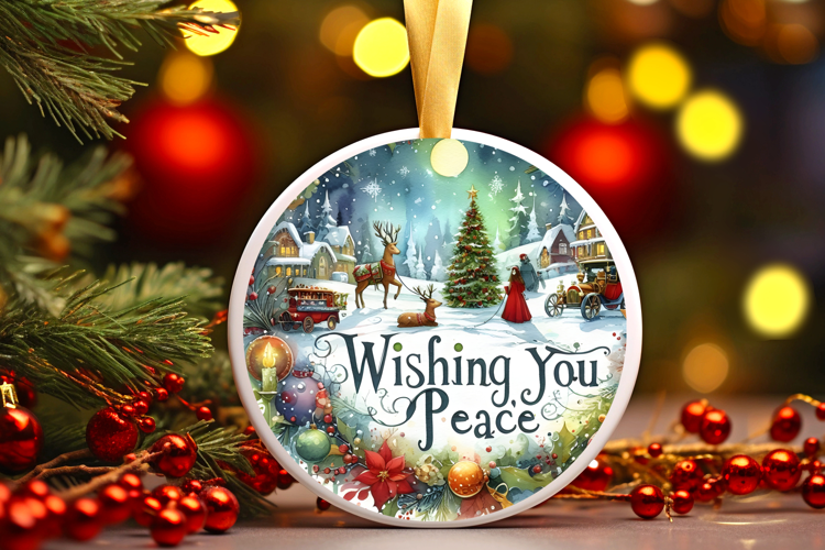 Round Christmass Ornament Sublimation|Clipart