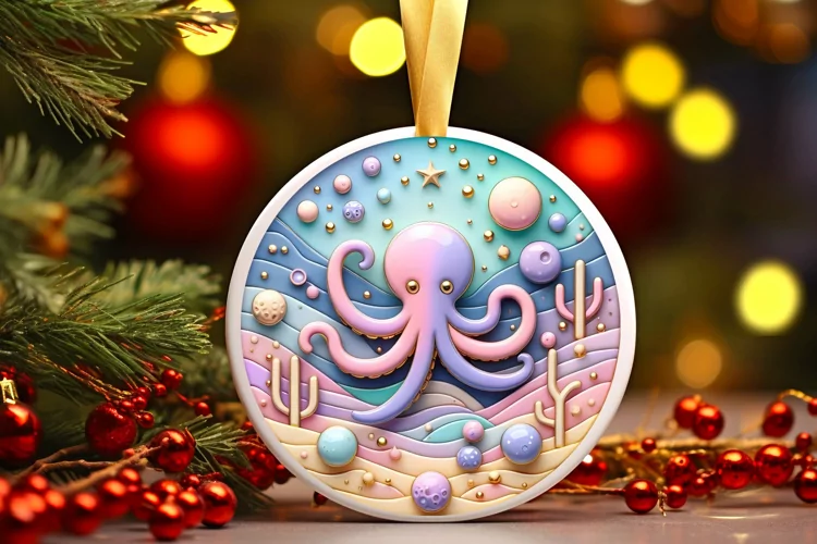 Round Christmas Ornament Sublimation|Clipart