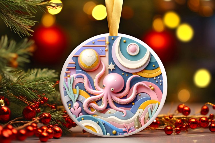 Round Christmas Ornament Sublimation|Clipart example image 1