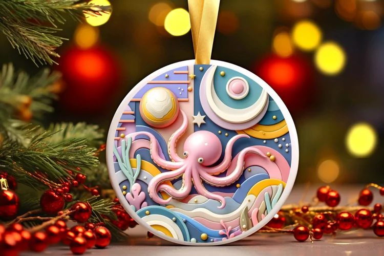 Round Christmas Ornament Sublimation|Clipart