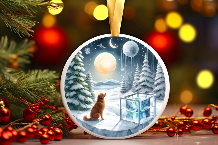 Round Christmass Ornament Sublimation|Clipart example image 1