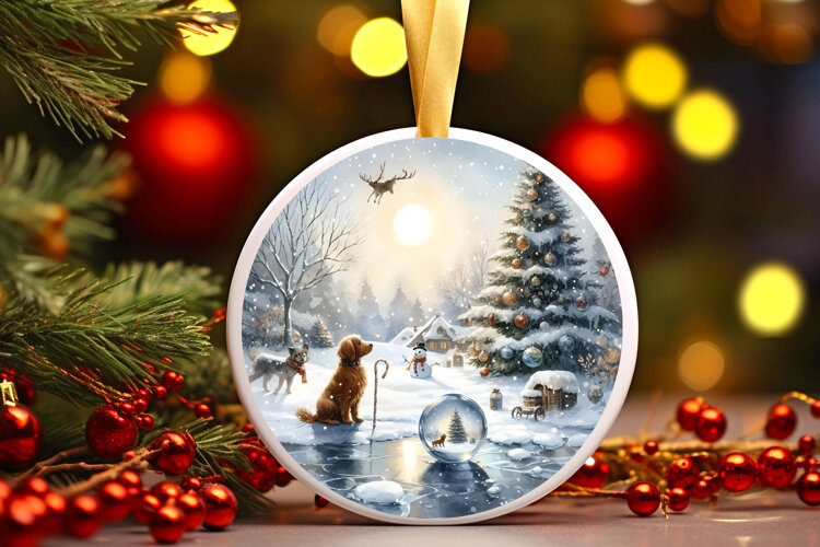 Round Christmass Ornament Sublimation|Clipart example image 1