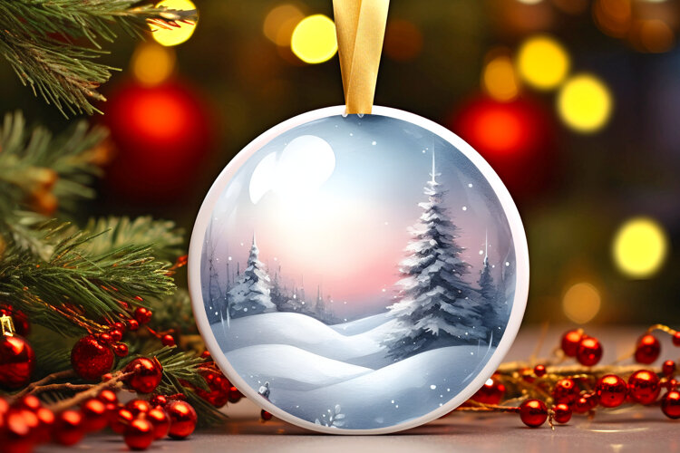 Round Christmass Ornament Sublimation|Clipart example image 1
