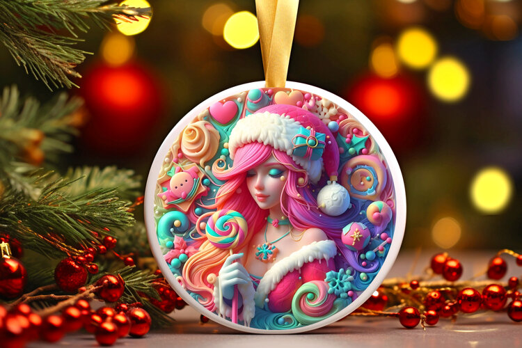 Round Christmass Ornament Sublimation|Clipart example image 1
