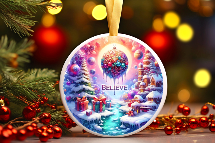 Round Christmass Ornament Sublimation|Clipart