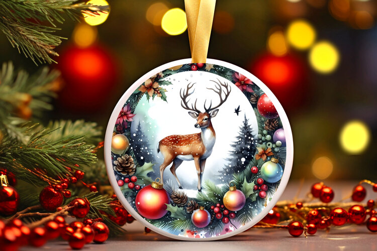 Round Christmass Ornament Sublimation|Clipart example image 1