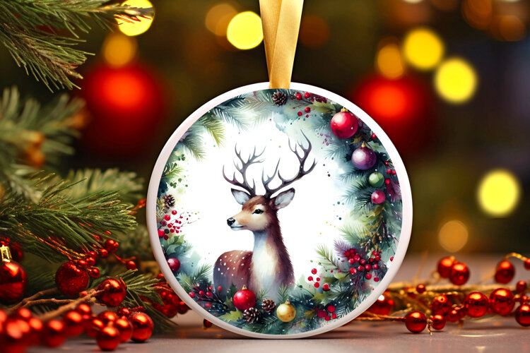 Round Christmass Ornament Sublimation|Clipart example image 1