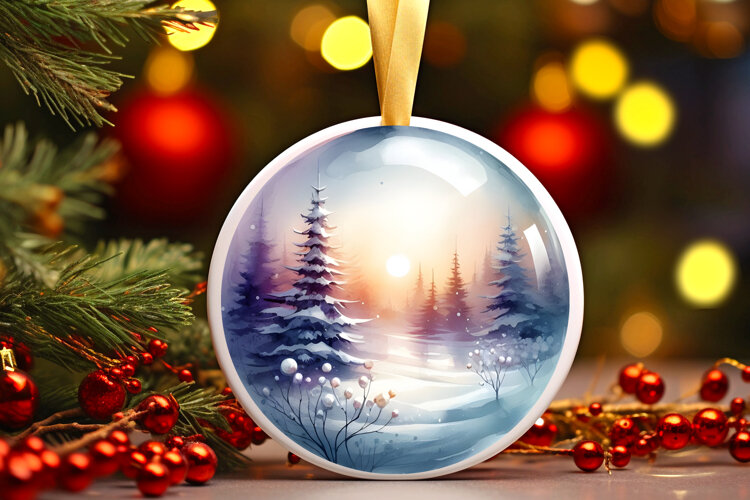Round Christmass Ornament Sublimation|Clipart example image 1