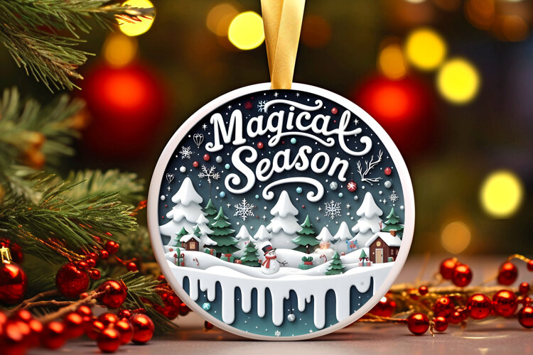 Round Christmass Ornament Sublimation|Clipart example image 1