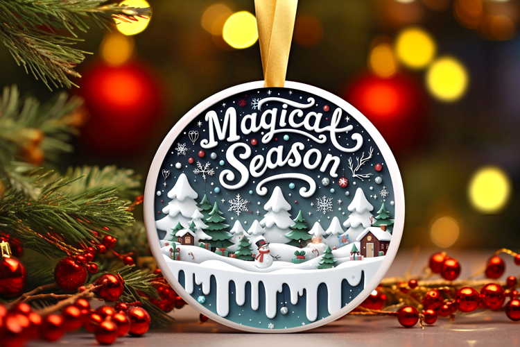 Round Christmass Ornament Sublimation|Clipart