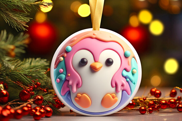 Round Christmass Ornament Sublimation|Clipart example image 1