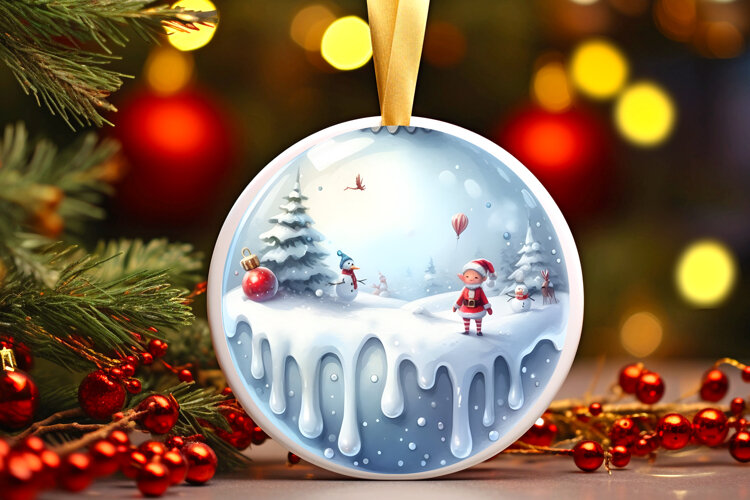 Round Christmass Ornament Sublimation|Clipart example image 1