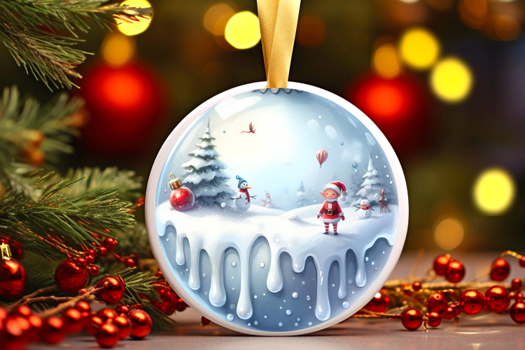 Round Christmass Ornament Sublimation|Clipart