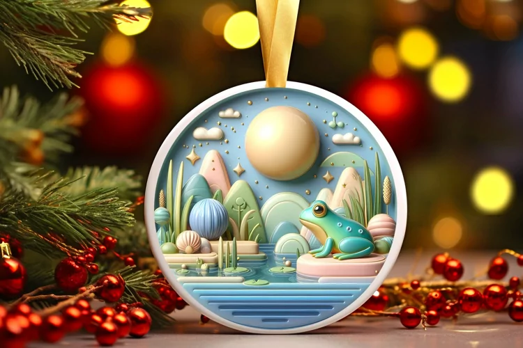 Round Christmas Ornament Sublimation|Clipart