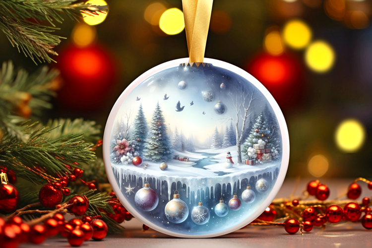Round Christmass Ornament Sublimation|Clipart