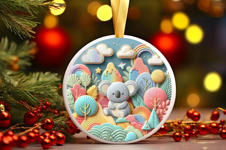 Round Christmas Ornament Sublimation|Clipart
