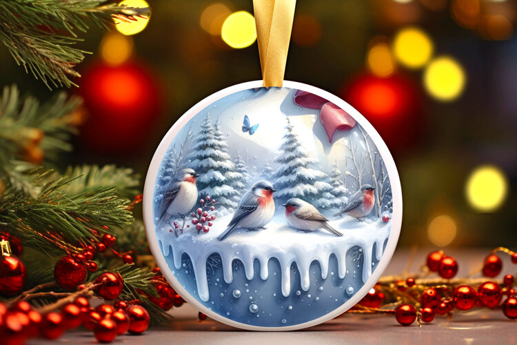 Round Christmass Ornament Sublimation|Clipart example image 1