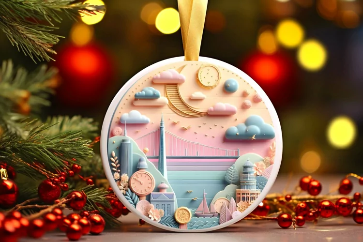 Round Christmas Ornament Sublimation|Clipart