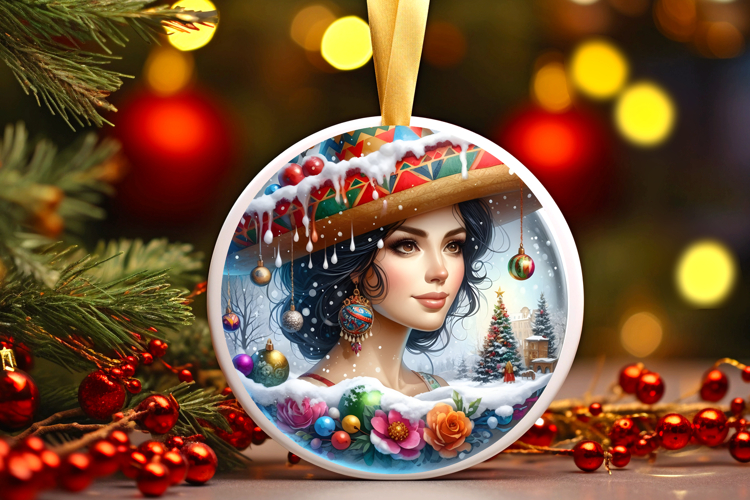 Round Christmass Ornament Sublimation|Clipart