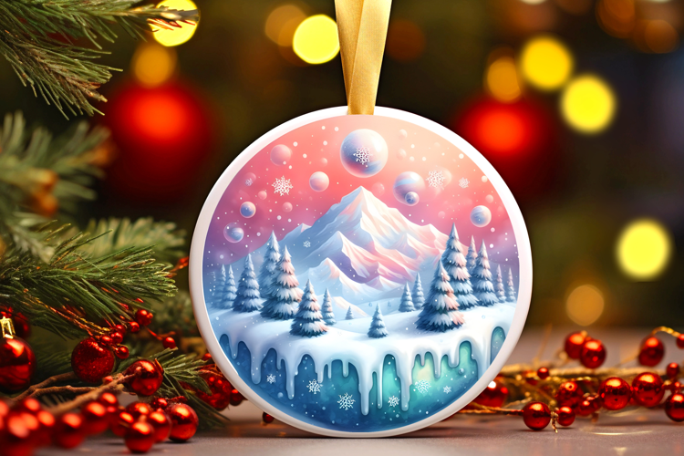 Round Christmass Ornament Sublimation|Clipart