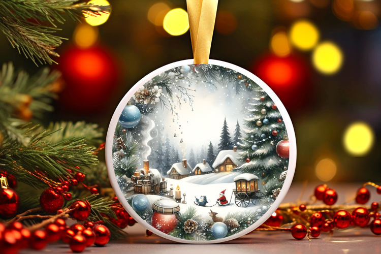 Round Christmass Ornament Sublimation|Clipart