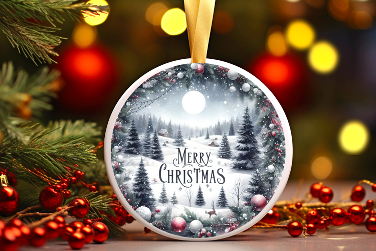 Round Christmass Ornament Sublimation|Clipart