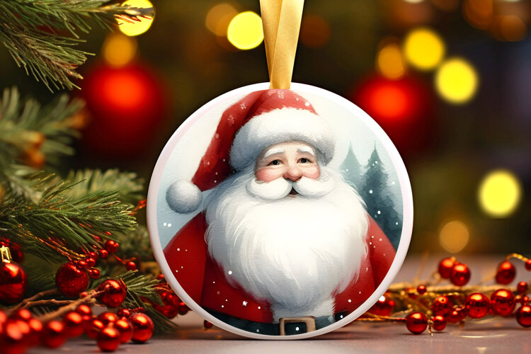 Round Christmass Ornament Sublimation|Clipart example image 1