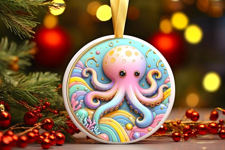 Round Christmas Ornament Sublimation|Clipart