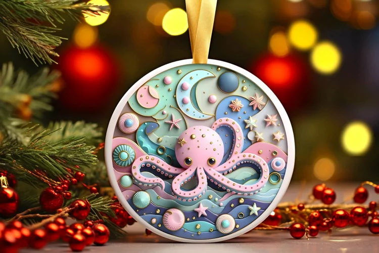 Round Christmas Ornament Sublimation|Clipart
