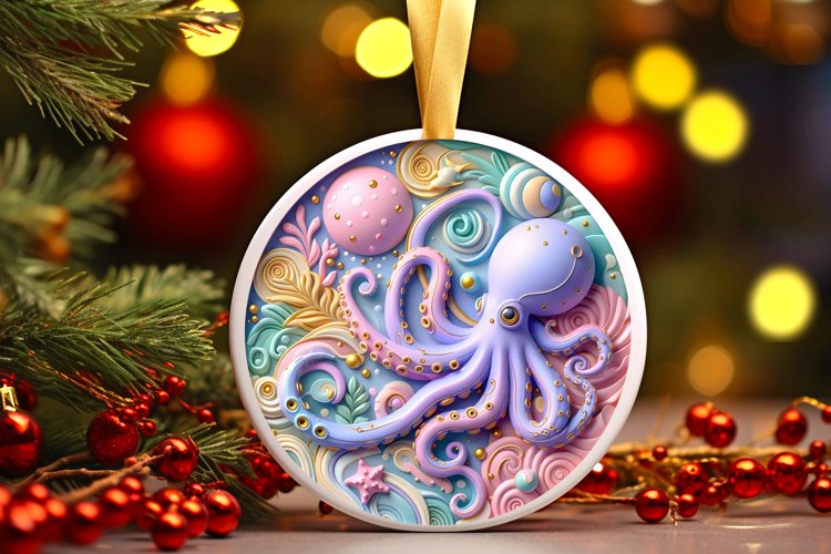 Round Christmas Ornament Sublimation|Clipart example image 1