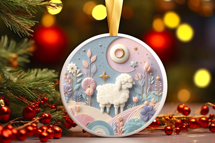 Round Christmas Ornament Sublimation|Clipart