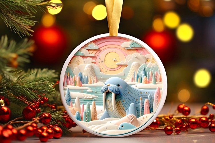 Round Christmas Ornament Sublimation|Clipart