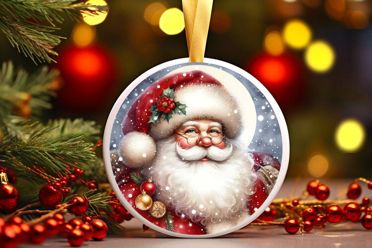 Round Christmass Ornament Sublimation|Clipart example image 1
